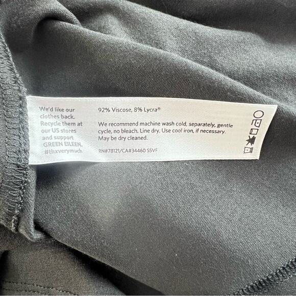 Eileen Fisher Dark Gray Organic Cotton Jersey V-Back Fit & Flare Dress Size PS - Picture 8 of 9